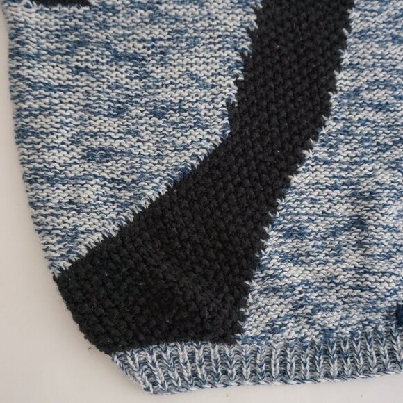 Vintage '80S Street Scenes Blue Black Geometric Fisherman Eclectic Sweater XL - Picture 6 of 9